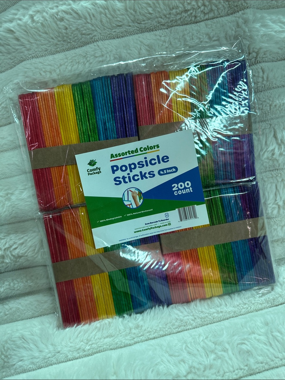 Assorted Color Popsicle Sticks - Bright Rainbow (200 Count)
